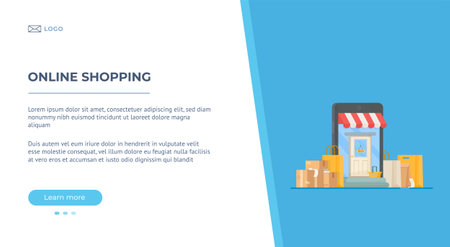 Vector illustration of the store website. checkout counter. online shopping. Oline shopping. Shopping, product, business, money, coins.のイラスト素材