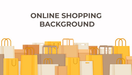 The background of online shopping. Vector illustration of online shopping and purchasing. Selling and business.のイラスト素材