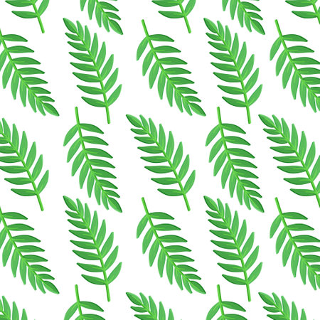 Vector illustration of a tropical leaf print. distributed in the tropical, equatorial and subequatorial belts. General circulation of the atmosphere. In botany, the outer organ of a plant whose main functions are photosynthesis, gas exchange, and transpiration.のイラスト素材