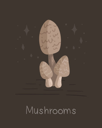 Isolated poisonous mushroom on a brown background. Vector illustration of a mushroom banner. Poison.のイラスト素材
