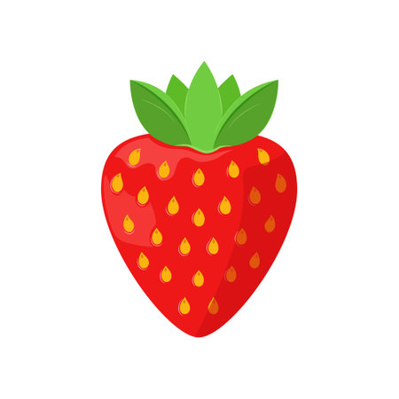Vector illustration of isolated strawberries. Juicy ripe berries on white background. Summer tropical fruits with shadows and highlights.のイラスト素材