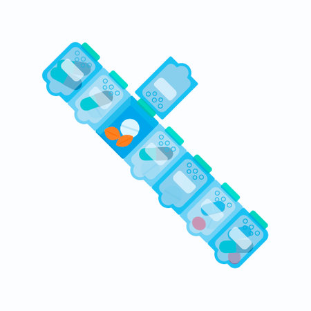 Packaging pills in boxes. Vector illustration of the packer's work. Medicine, pharmacy, drugs.のイラスト素材