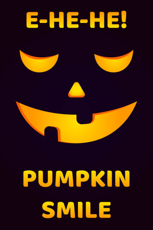 Vector illustration of Halloween pumpkin faces poster. Poster with dark background. Sweet or nasty.のイラスト素材