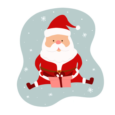 Santa Claus with gift. Merry Christmas and Happy New Year. Vector illustrationのイラスト素材