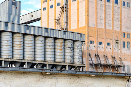 Plant for the production of baked goods. Elements of the facade of the production building. Factory backgroundの写真素材