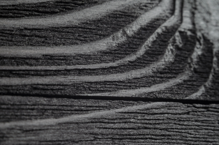 Macro Snapshot of Black Wood Surface. Very Dark Texture of Black Shine Woodの写真素材