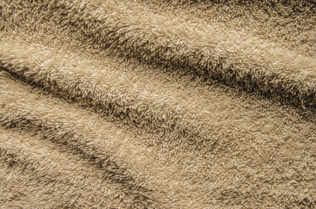 Long Nap Beige Bath Towel Texture. Bathroom Accessories Backgroundの写真素材
