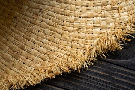 Straw Hat Texture. Wicker Empty Backgroundの写真素材