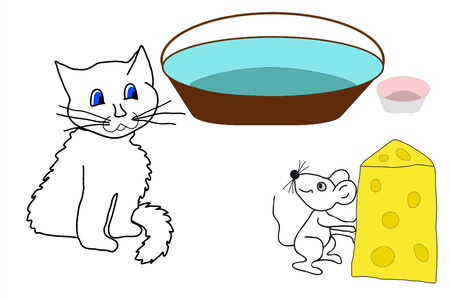 This is image of cat mouse and cheeseのイラスト素材