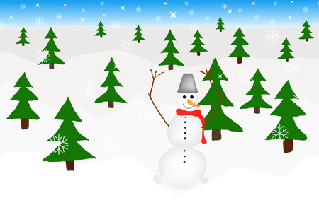 This is image of snowman in the forestのイラスト素材