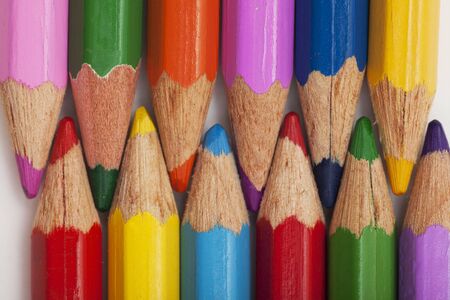 macro photo lock zipper of colored pencilsの写真素材