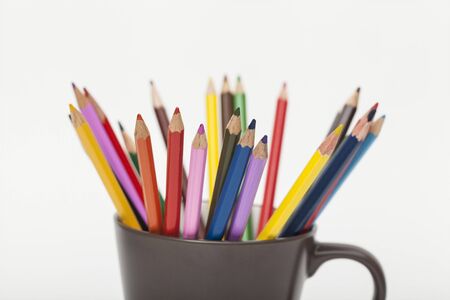 colored pencils in a circleの写真素材