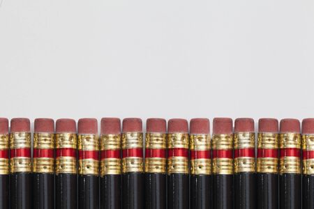 elastic bands on the ends of pencilsの写真素材