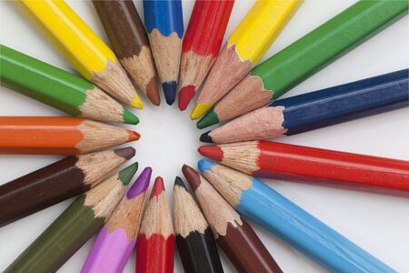circle of colored pencilsの写真素材
