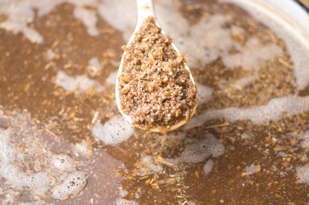 process of making home beer from malt. Kraft beer from barley and dark maltの写真素材