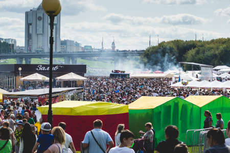 Cheboksary, Chuvashia/ Russia - August 24 2019: Crowds of people at the celebration of the 550th anniversary of the city of Cheboksary, 550 years. Mass festivities in the Chuvash Republic in 2019.のeditorial素材