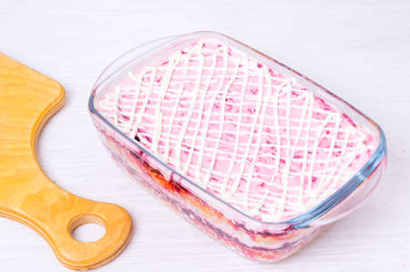 Step by step preparation of russian traditional new year appetizer - herring under layers of boiled...