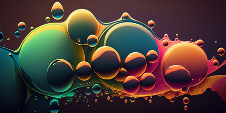 abstract oil drops and bubbles background. AI generated.の素材