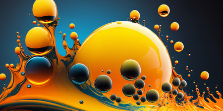 abstract oil drops and bubbles background. AI generated.の素材