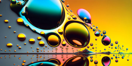 abstract oil drops and bubbles background. AI generated.の素材