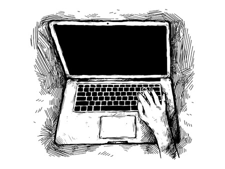 Using Laptop Vectorのイラスト素材