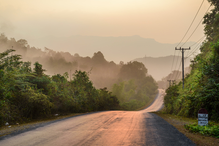 Morning foggy landscapeの写真素材