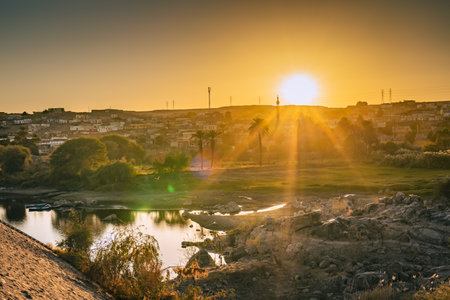 Sunset over the city of Answan, Egypt