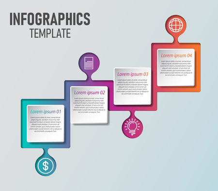 Business infographics template. Timeline with 4 steps, labels. Vector infographic element.のイラスト素材