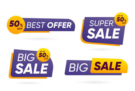 Set of Sale badges collection, Best Offer, Super Sale, Big Sale, vector designのイラスト素材