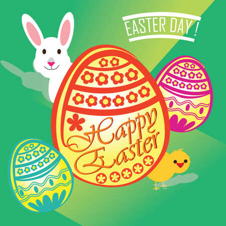 Happy Easter day with bunny and chick !!