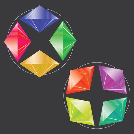 Set of colorful diamonds. wallpaper. bright background. Shiny gemstonesのイラスト素材