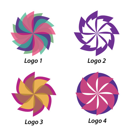 Same pattern but different logos set. Each Showing colourful ethics for similar concept.のイラスト素材