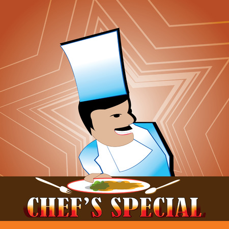 Poster- offering a chef's special menu for a delicious meal.のイラスト素材