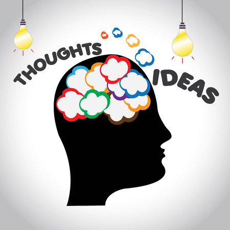 Concept of creative thoughts and ideas in human brain - illustrationのイラスト素材