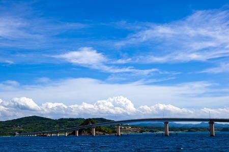 Sea and bridge of summerの写真素材