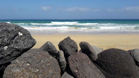 on the sandy beach of Fuerteventura