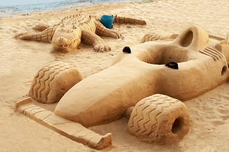 Sand figures at the beachの写真素材