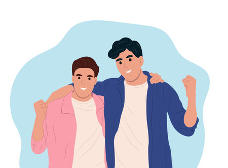 Happy positive people group portrait. Flat vector illustrationのイラスト素材