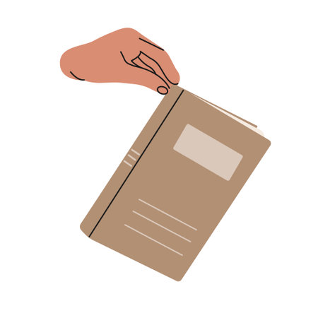 Hands hold a set of literature, books for reading, learning, dictionaries, encyclopedias, planners.のイラスト素材