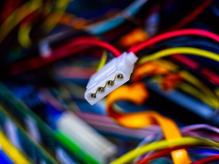Bright and colorful wires from a computerの写真素材