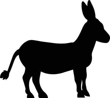Silhouette of a donkey on a white background.のイラスト素材