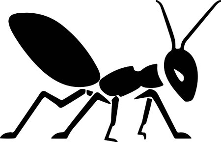 Black ant silhouette isolated on white background.のイラスト素材