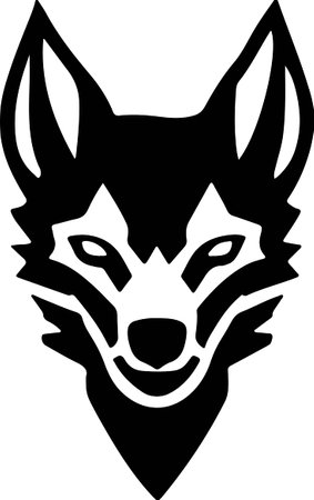 Wolf Head - Black and White Vector Isolated On White Backgroundのイラスト素材