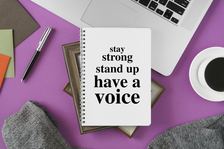Motivational and inspirational quote. Business Quote. Minimal flat lay top view concept.の写真素材
