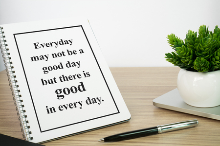 Motivational and inspirational quote. Self help quote. Notebook with motivational quote.の写真素材
