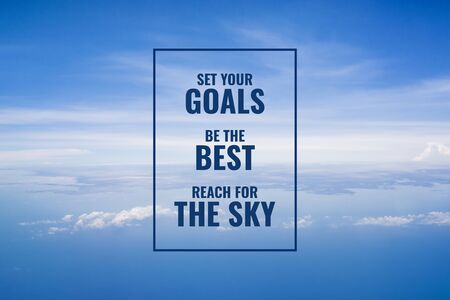 Inspirational and motivational quote. Achieving goals and dreams. Sky Background.の写真素材