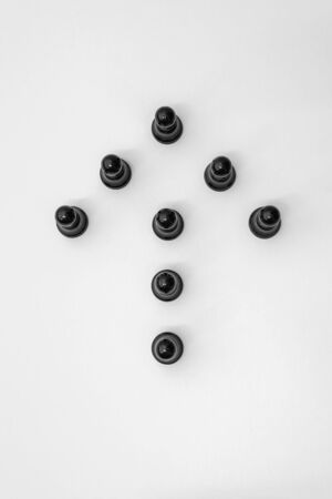 Pawn Chess Pieces Arranged as Up Arrow. Chess Concepts.の写真素材