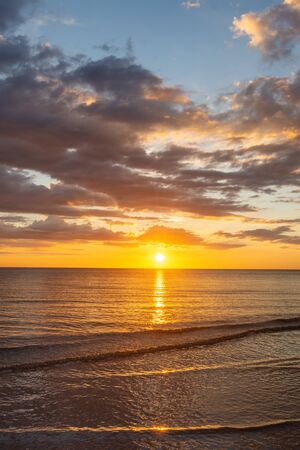 Golden Hour Sunset View at Tanjung Aru Beach, Kota Kinabalu, Sabah.の写真素材