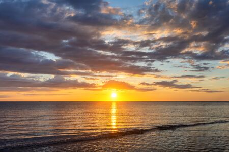 Golden Hour Sunset View at Tanjung Aru Beach, Kota Kinabalu, Sabah.の写真素材