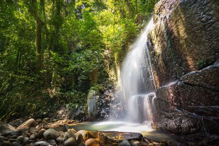 Kionsom Waterfall in Tropical Rainforest. Kota KInabalu Sabah.の写真素材